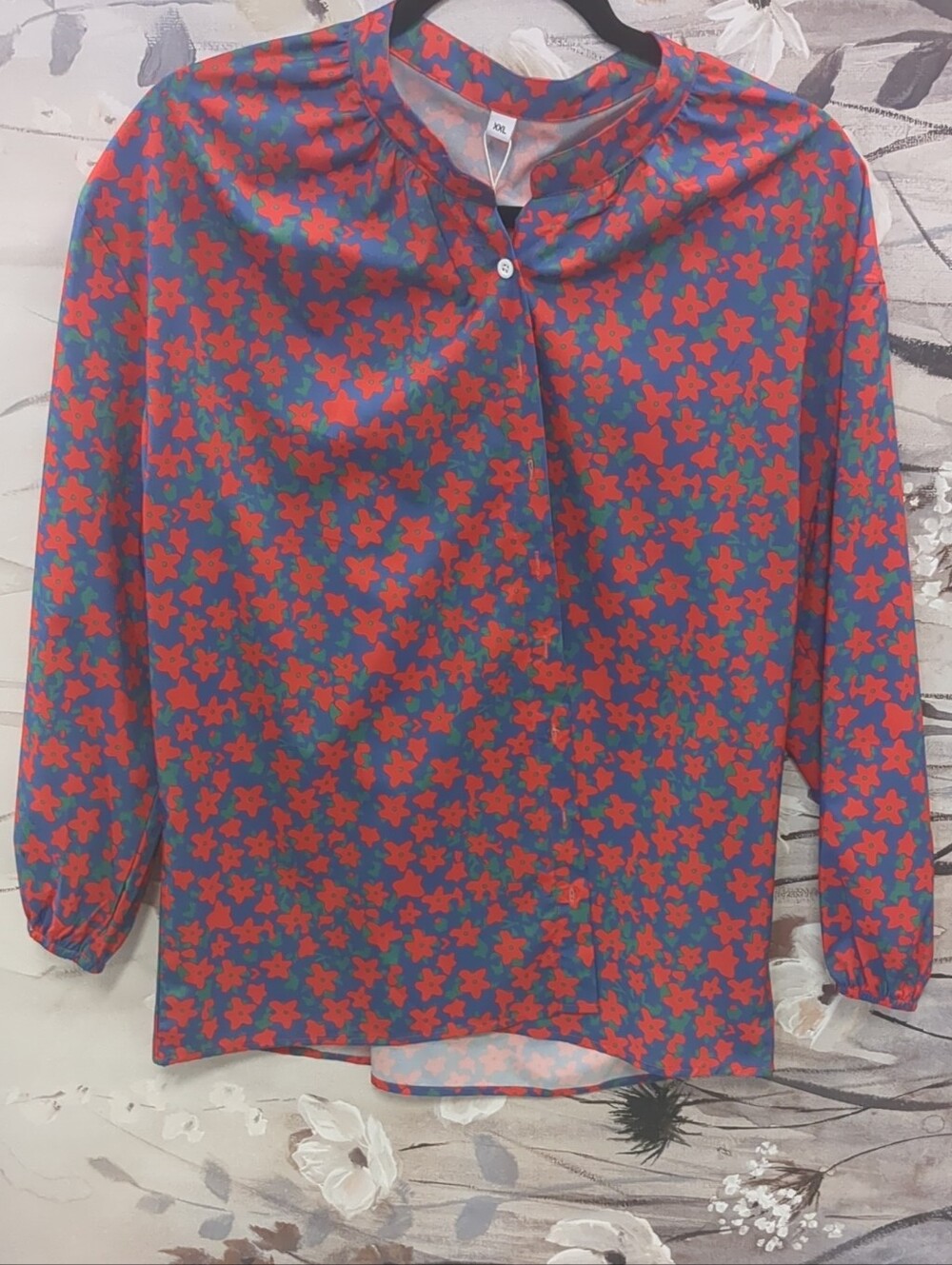 Floral Print Long-Sleeve Blouse
